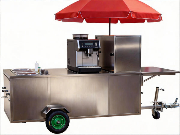 CC101 Commercial Mobile Coffee Cart Stainless Steel Street Food Vending Cart