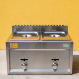 PJ17 Commercial Countertop Dual-Tank Propane Deep Fryer with Burners for Food Cart