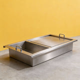 PJ9 304 Food Grade Stainless Steel Dual-Use Grill Pan & Fryer Pot Combo 2-in-1 Cooking Utensil