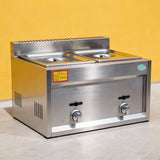 PJ17 Commercial Countertop Dual-Tank Propane Deep Fryer with Burners for Food Cart