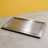 PJ2 304 Food-Grade Stainless Steel Teppanyaki Griddle Pan for Food Carts Fits Double-Burner Long-Length