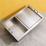 PJ9 304 Food Grade Stainless Steel Dual-Use Grill Pan & Fryer Pot Combo 2-in-1 Cooking Utensil