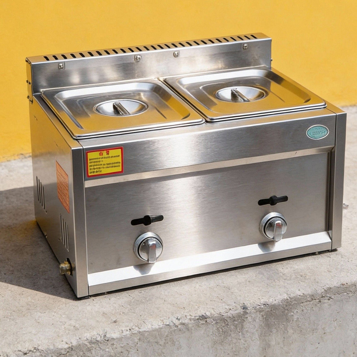PJ17 Commercial Countertop Dual-Tank Propane Deep Fryer with Burners for Food Cart