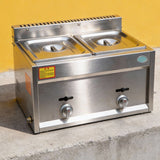 PJ17 Commercial Countertop Dual-Tank Propane Deep Fryer with Burners for Food Cart