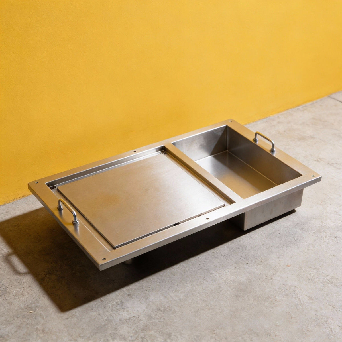 PJ9 304 Food Grade Stainless Steel Dual-Use Grill Pan & Fryer Pot Combo 2-in-1 Cooking Utensil