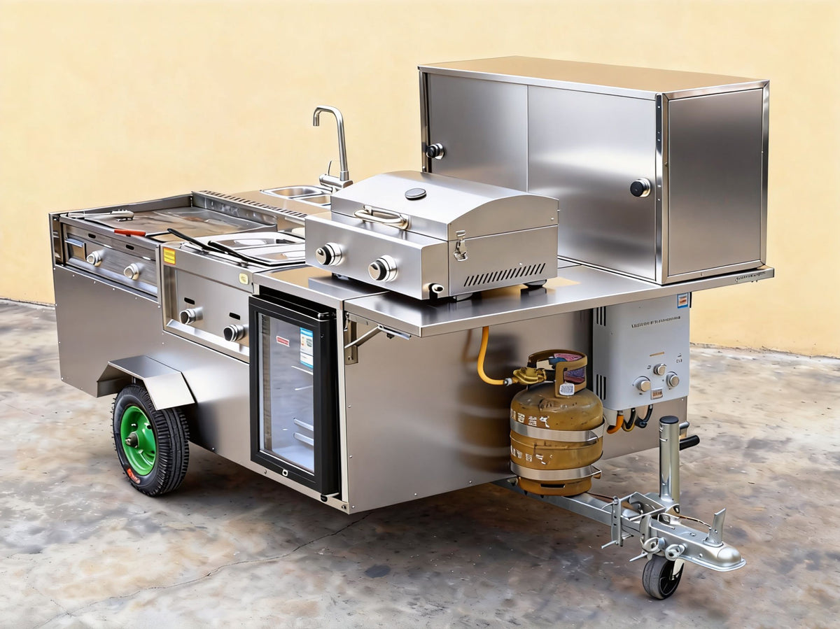 FC102 Outdoor Street Vending Mobile Grill Food Cart with Trailer Fo Sales