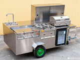 FC102 Outdoor Street Vending Mobile Grill Food Cart with Trailer Fo Sales