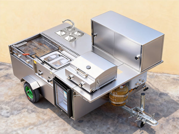 FC102 Outdoor Street Vending Mobile Grill Food Cart with Trailer Fo Sales